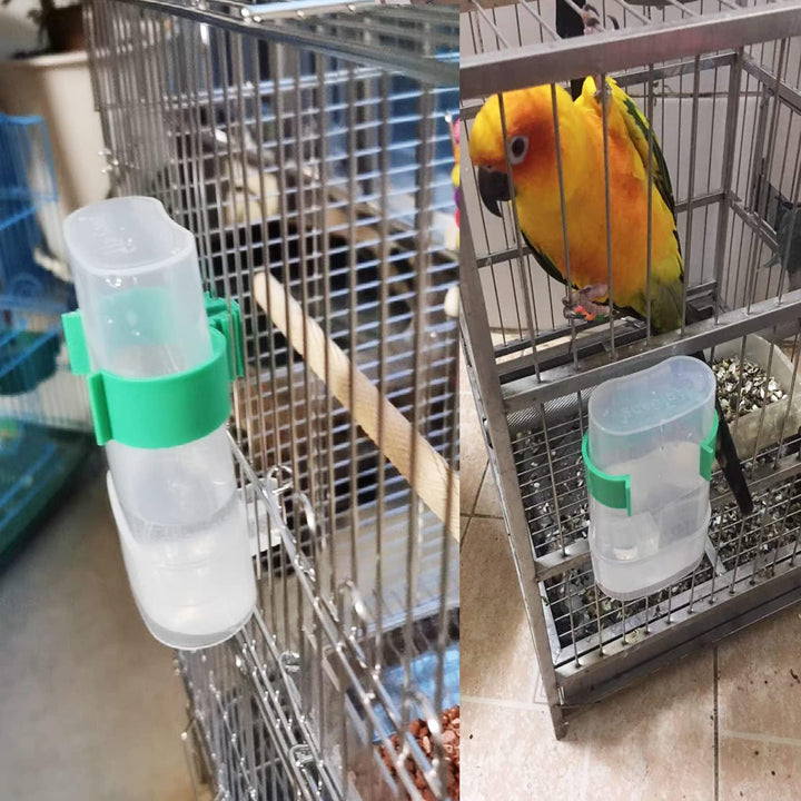 Bird Water Dispenser Parrot Water Feeder Bird Seed Container for Cage Parakeet Waterer Cockatiel Cage Accessories Automatic Feeding for Finch Lovebird Canary Small Birds(2Pcs)