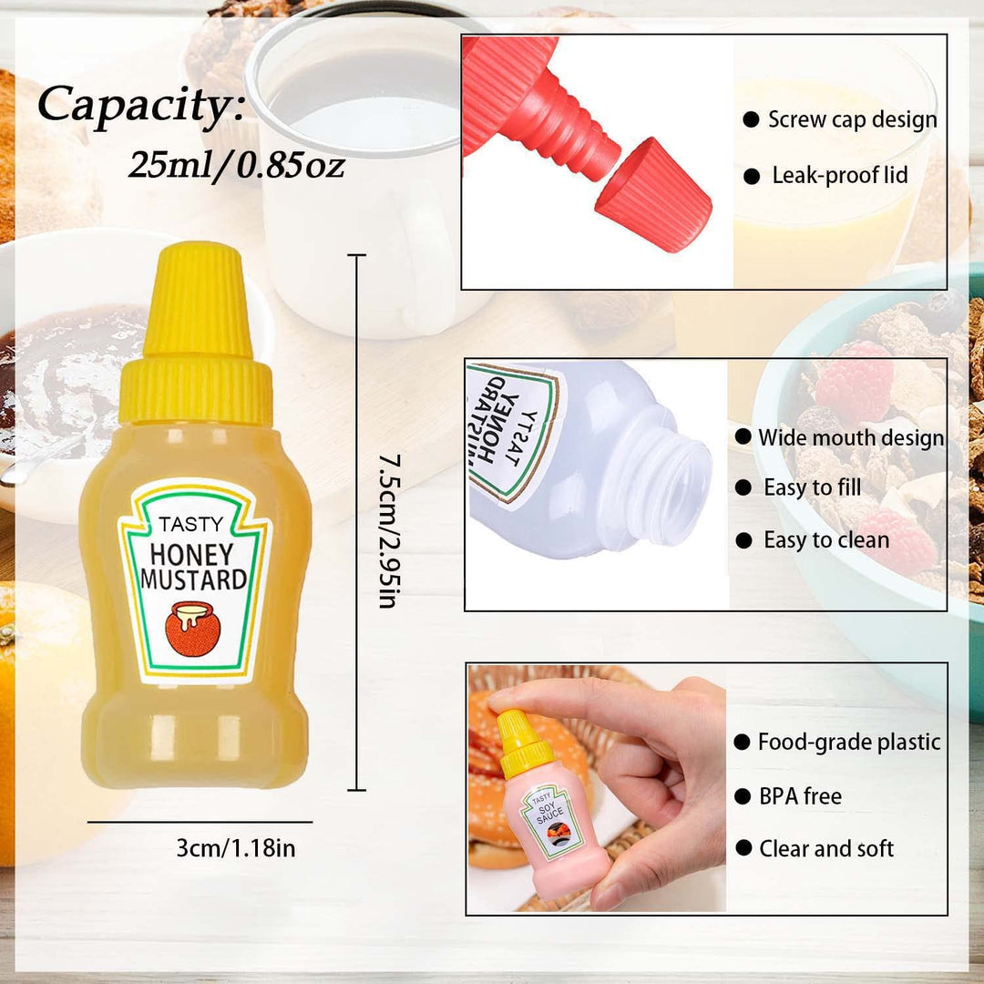 THYULIFE 4Pcs Mini Condiment Squeeze Bottles with Clean