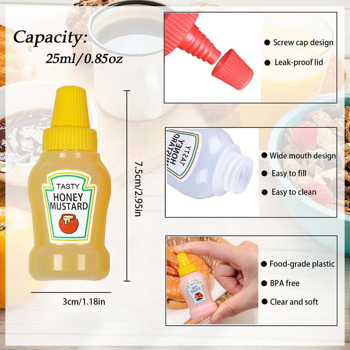 THYULIFE 4Pcs Mini Condiment Squeeze Bottles with Clean