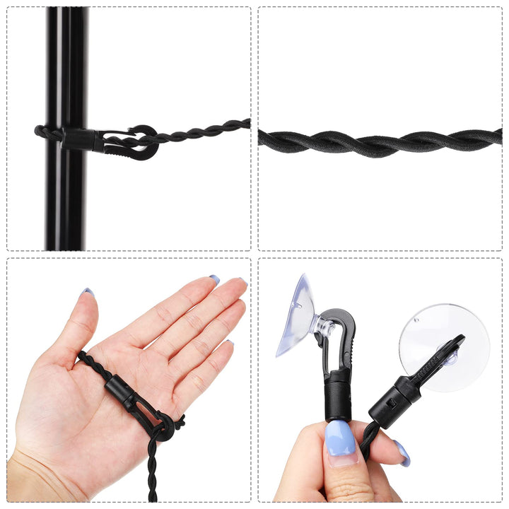 2 Pieces Travel Clothesline Portable Retractable Clothesline with Hooks and Suction Cups Camping Accessories Cruise Essentials for Outdoor and Indoor Use (Black, White)