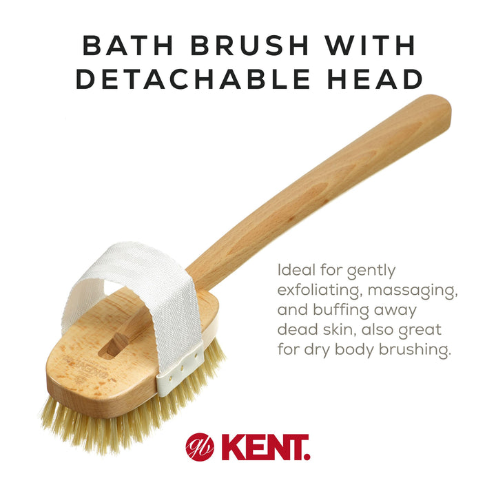 Kent FD3 Pure Beechwood Natural Bristle Detachable Head Bath &amp; Body Brush