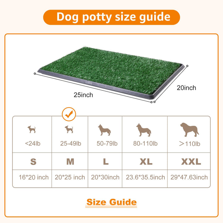 Dog Grass Pad with Tray Large, Indoor Dog Potties for Apartment and Patio Training, with 2 Packs Dog Grass Pee Pads for Replacement