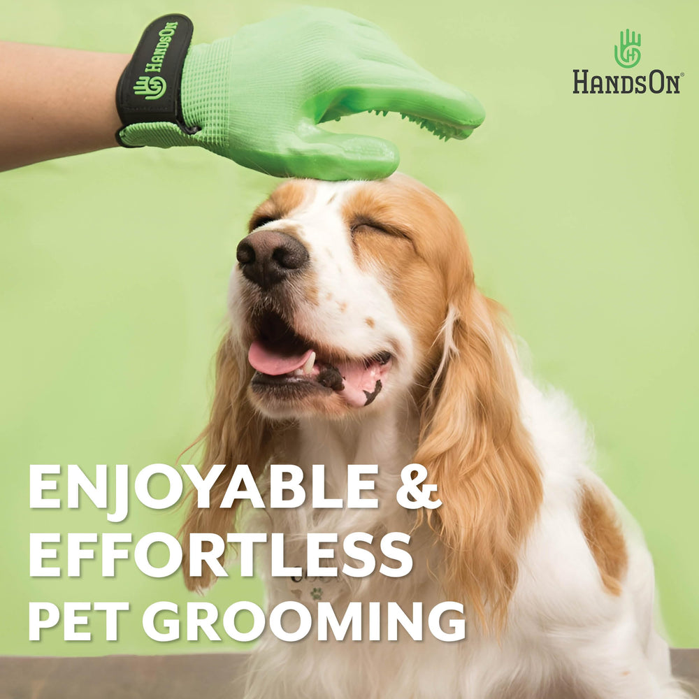 H HandsOn Pet Grooming Gloves - Patented #1 Ranked, Award Winning Shedding, Bathing, & Hair Remover Gloves - Gentle Brush for Cats, Dogs, and Horses (Black, X-Large)