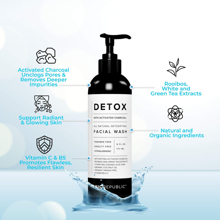 All Natural Activated Charcoal Facial Cleanser - Organic Daily Acne Treatment, Face Wash for Smooth Skin, Pore Minimizing Facewash, Anti Aging Skin Rejuvenation, Aloe Vera Gel, Coconut Oil