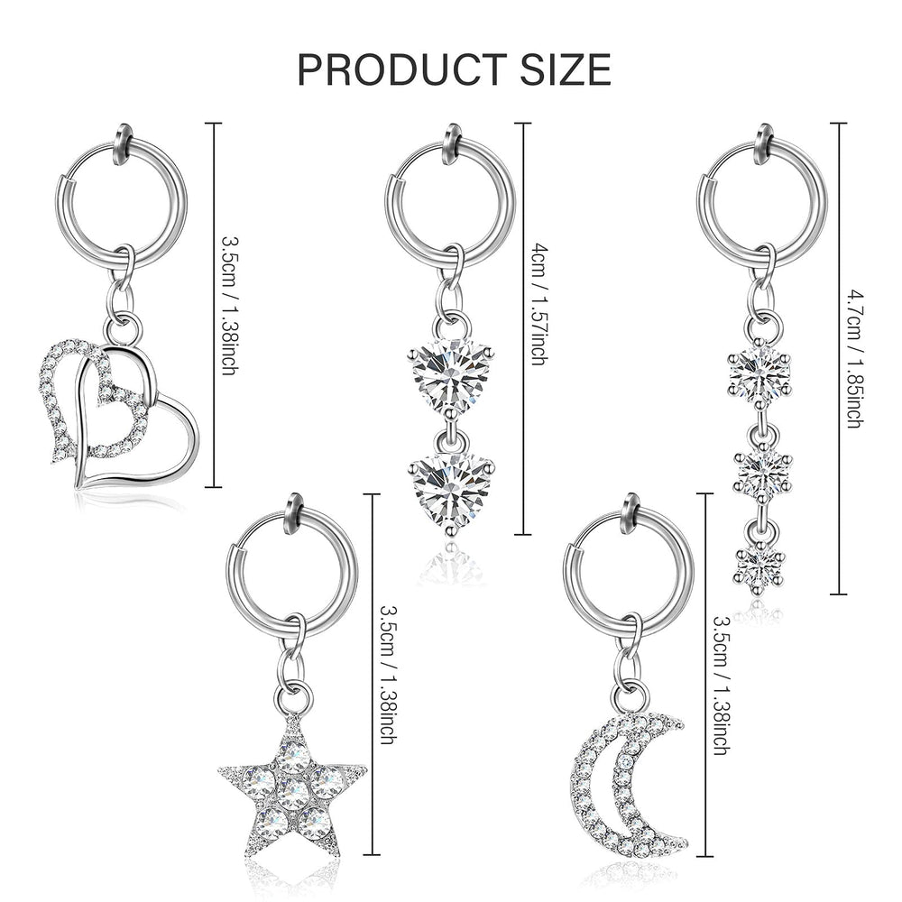 Junkin 5 Pieces Fake Belly Rings Clip on Belly Button R