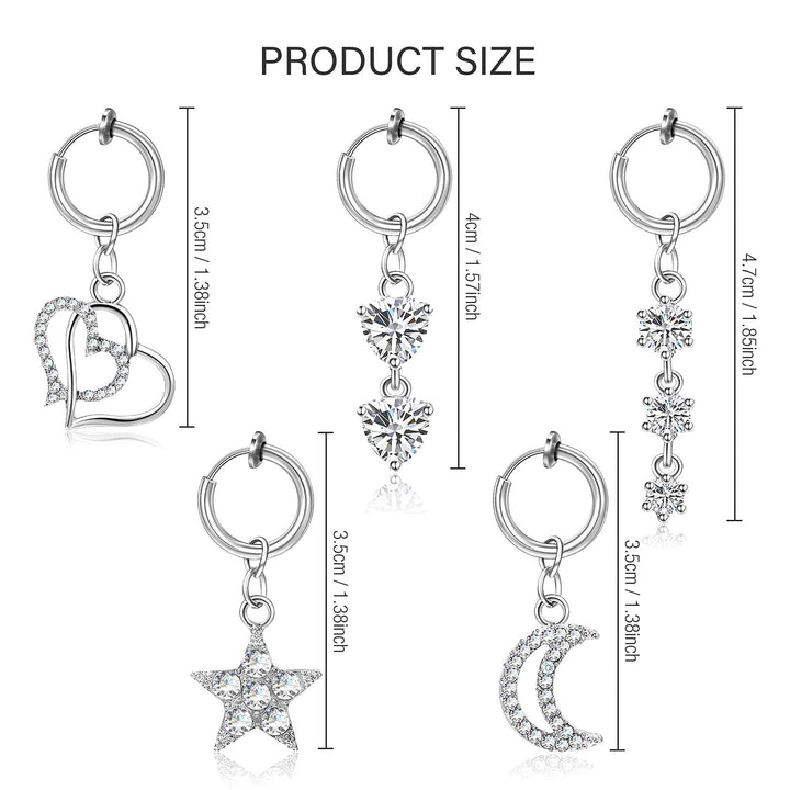 Junkin 5 Pieces Fake Belly Rings Clip on Belly Button R