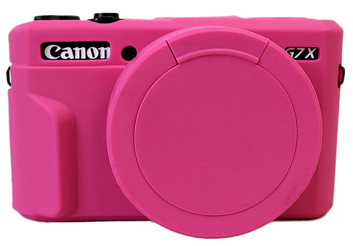Removable Lens Cover Silicone Gel Rubber Soft Camera Case Cover for Canon PowerShot G7x Mark ii Camera Magneta