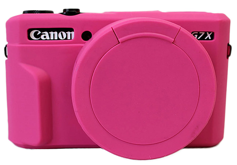 Removable Lens Cover Silicone Gel Rubber Soft Camera Case Cover for Canon PowerShot G7x Mark ii Camera Magneta