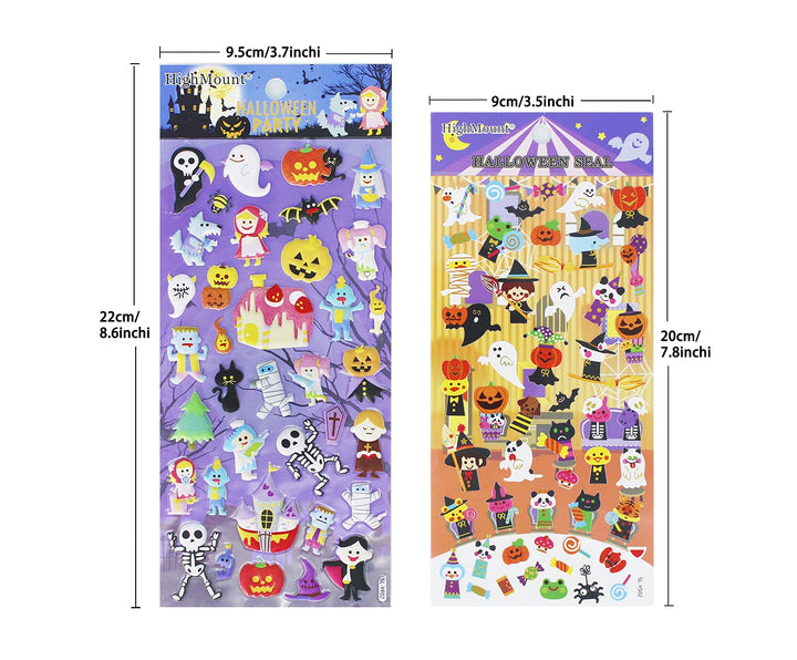 Happy Halloweens Stickers 8 Sheets with Ghost, Pumpkin, Demon, Wizard, Mummy, Vampire, Witch, Skull, Bat, Spider Stickers Deacals for Jack O Lantern Scrapbooking Kids Party Favors - 320 Stickers
