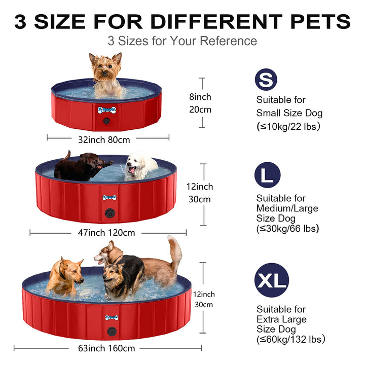 Foldable Dog Pool Collapsible Heavy Duty PVC Pet Pool Bath Tub for XLarge Dogs and Puppies, 63 X 12 inch