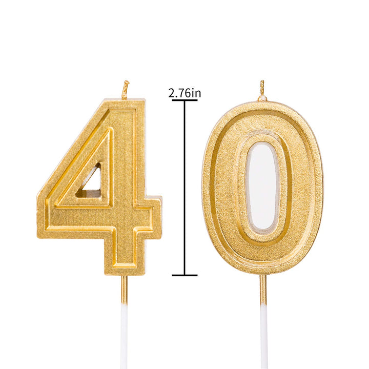 LUTER 2.76 Inches Large Birthday Candles Gold Glitter Birthday Cake Candles Number Candles Cake Topper Decoration for Wedding Party Kids Adults, Number 40