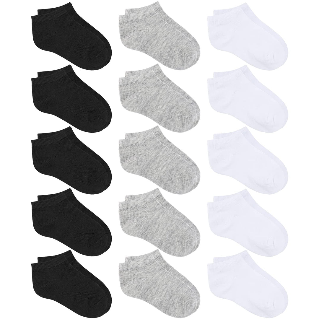 15 Pairs Toddler Low Cut Half Cushion Socks Kids Boys Girls Athletic Ankle Socks