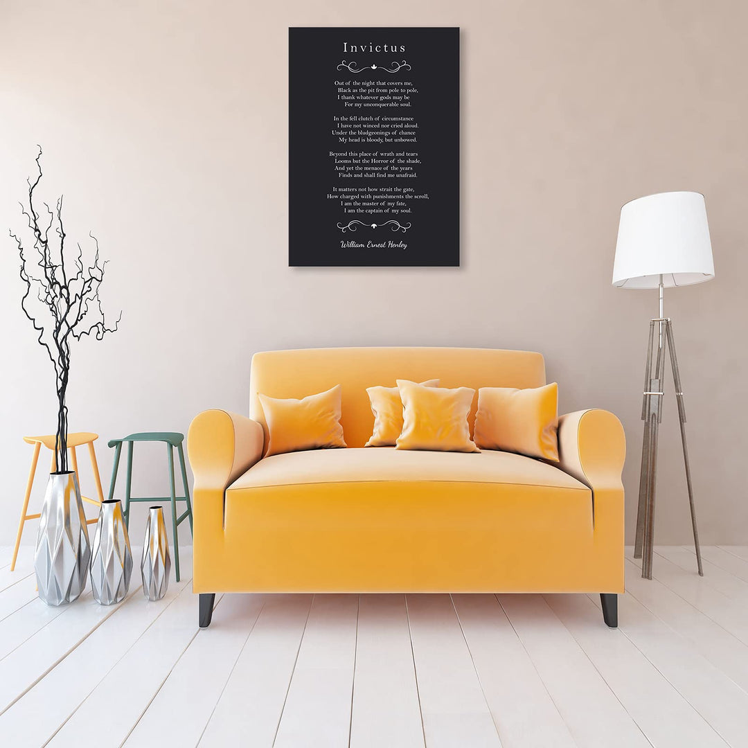 Invictus Poem Quotes Wall Art Canvas Inspirational Poster Motivational Pictures Print William Ernest Henley Poetry Painting Decor Artwork Unframed 12x18 inch (No Framed -Canvas Poster)