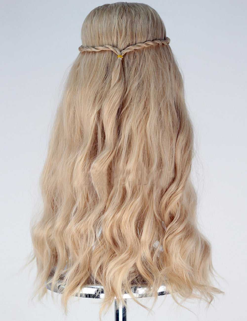 Womens Central Parting Prestyled Wavy Fluffy Curly Party Costume Cosplay Full Wigs Long Blonde