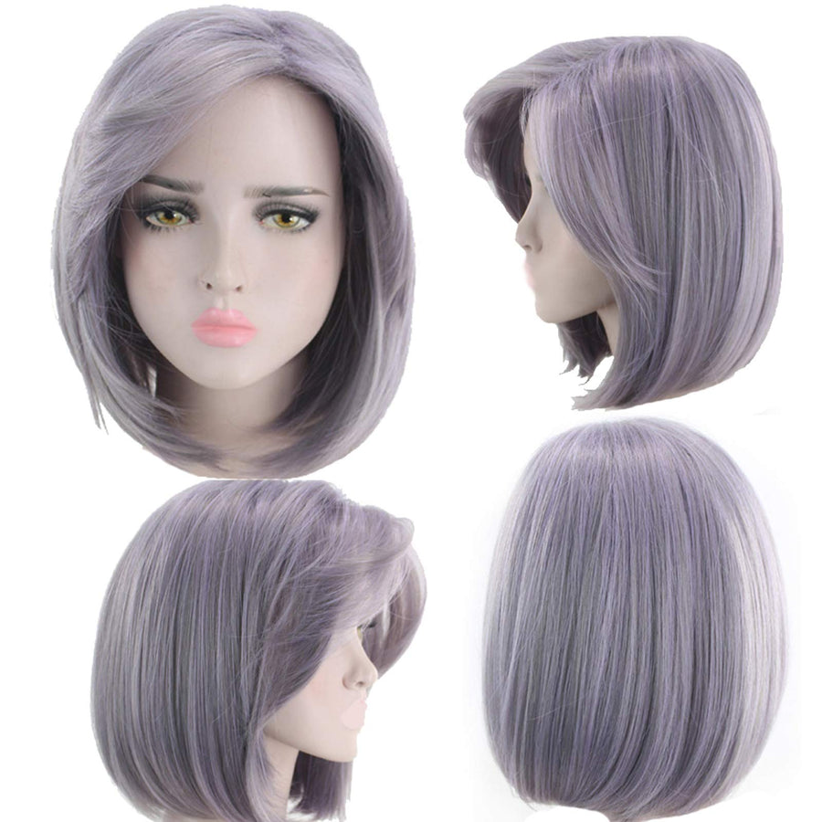 Purple2073: Jistl Synthetic Short Hair Short Wigs For Women Bob Straight Hair Cosplay Wigs Synthetic Hair Wig For Women Shoulder Length 33Cm (Purple2073)