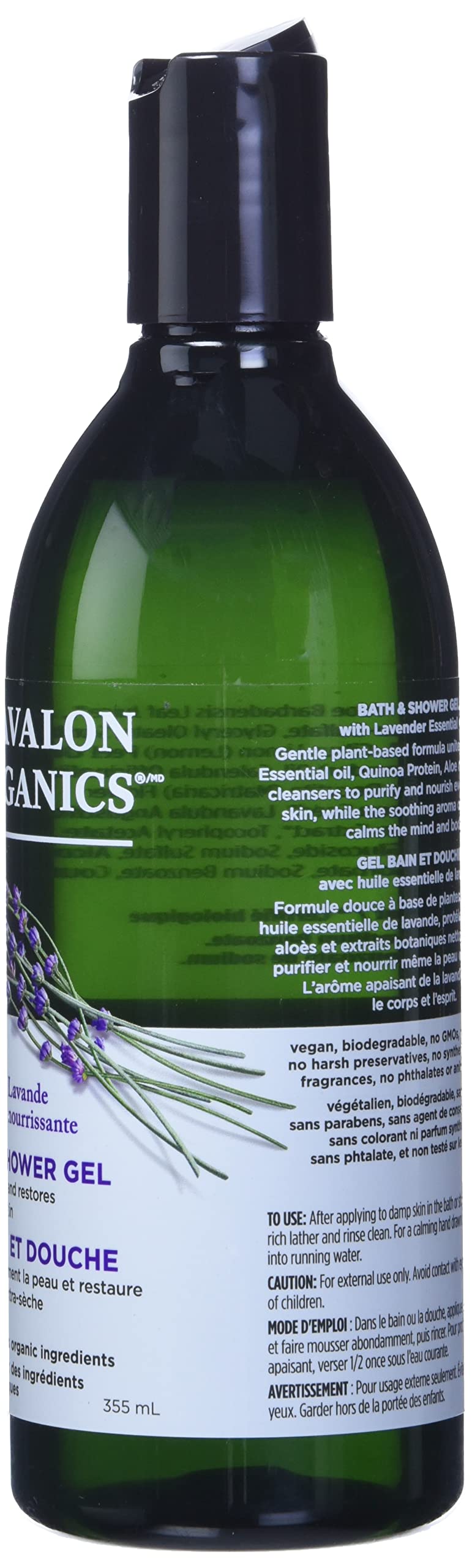Avalon Organic Botanicals, Bath &amp; Shower Gel, Lavender, 350 ml
