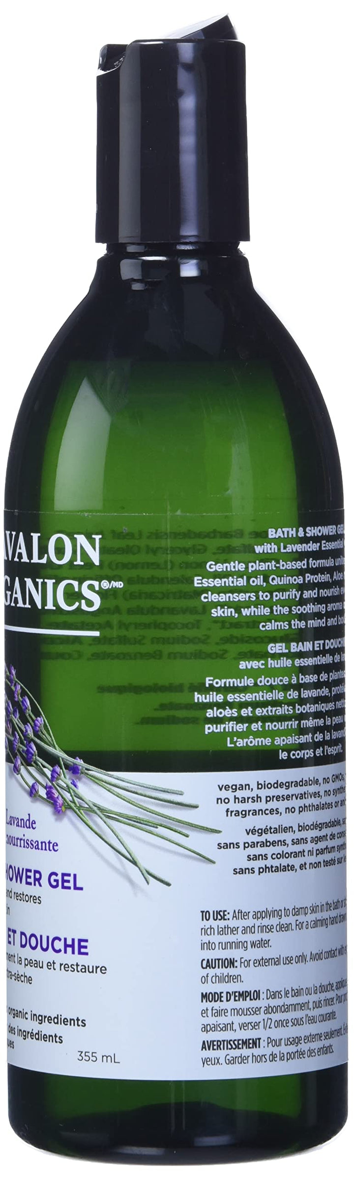 Avalon Organic Botanicals, Bath &amp; Shower Gel, Lavender, 350 ml