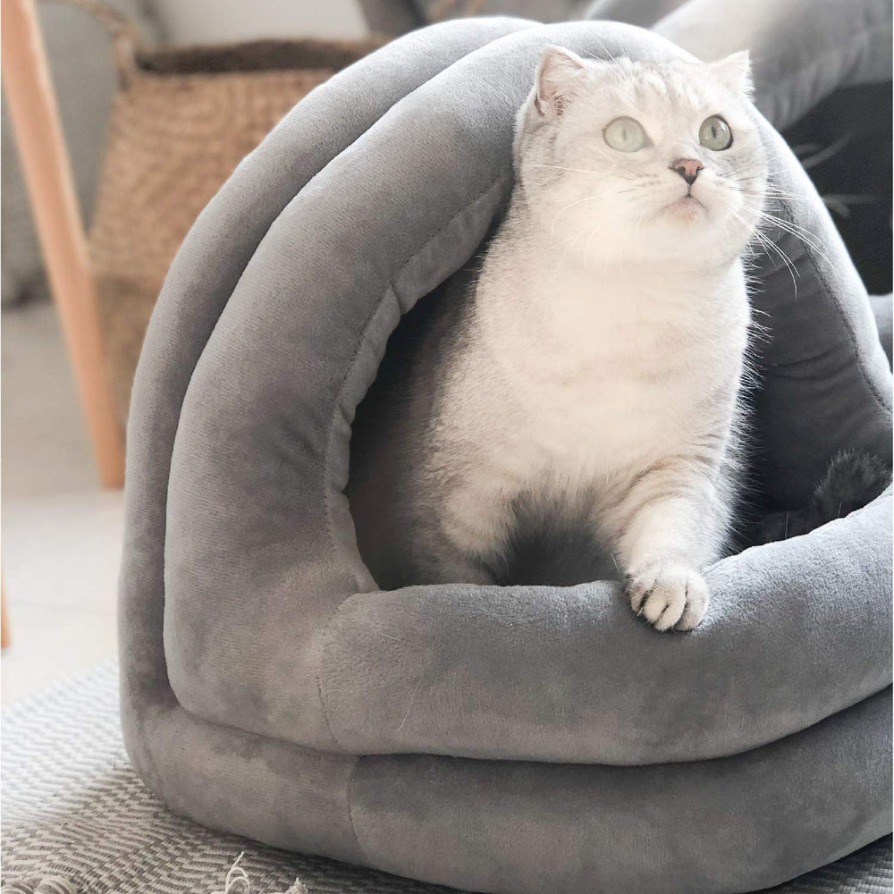 Cat Bed, Machine Washable for Indoor Cats or Small Dogs, Puppy, Kitty, Kitten, Rabbit, Anti-Slip & Water-Resistant Bottom