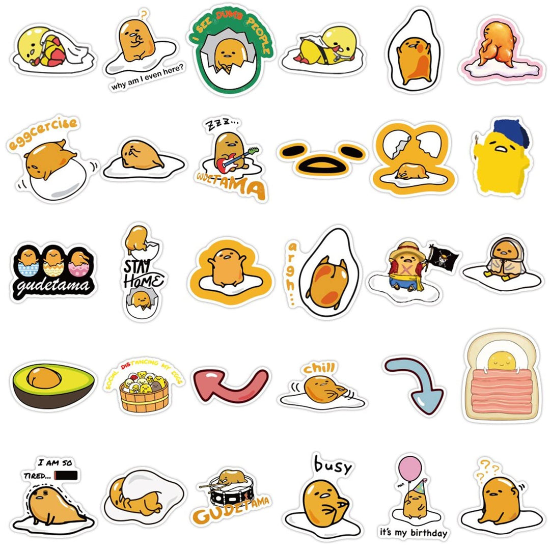 CHVISO 60PCS Japanese Lazy Egg Stickers Kawaii Stickers