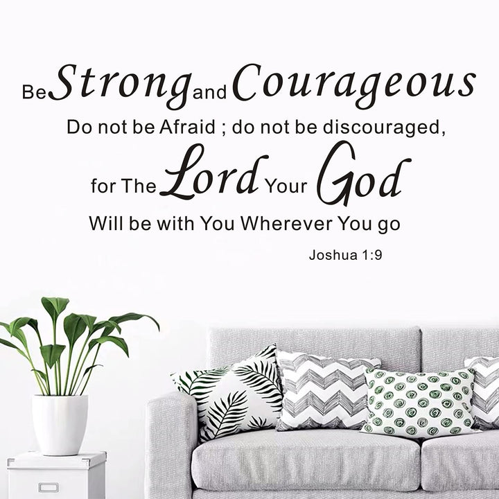 Be Strong and Courageous Wall Art, Scripture Wall Decals, Quotes Bedroom Family Bible Verse Faith Prayer Church Biblical Christian Religious Lord Jesus Home Art Decor Vinyl Stickers 23x10