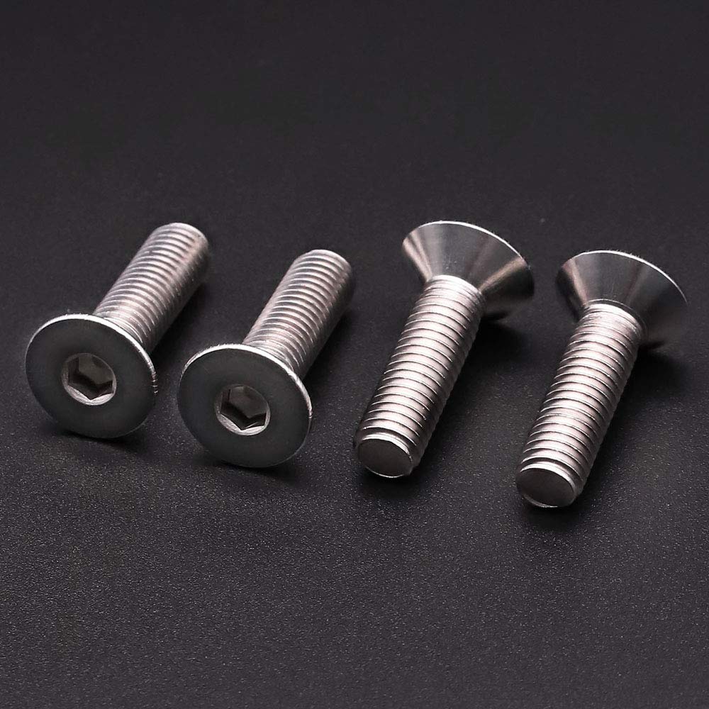 #8-32 x 1/2 inch Flat Head Socket Cap Screws 50 PCS, Countersunk Head, Allen Hex Drive, 304 Stainless Steel 18-8, Full Machine Thread, Bright Finish