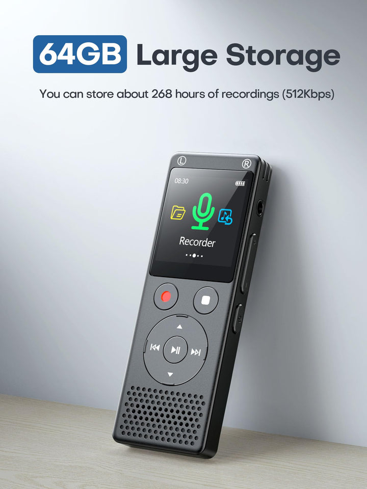 64GB Digital Voice Recorder, Voice Activated Recorder,Small Tape Recorder with Speaker, Voice Recorder for Lecture,Meetings,Class, Noise Reduction