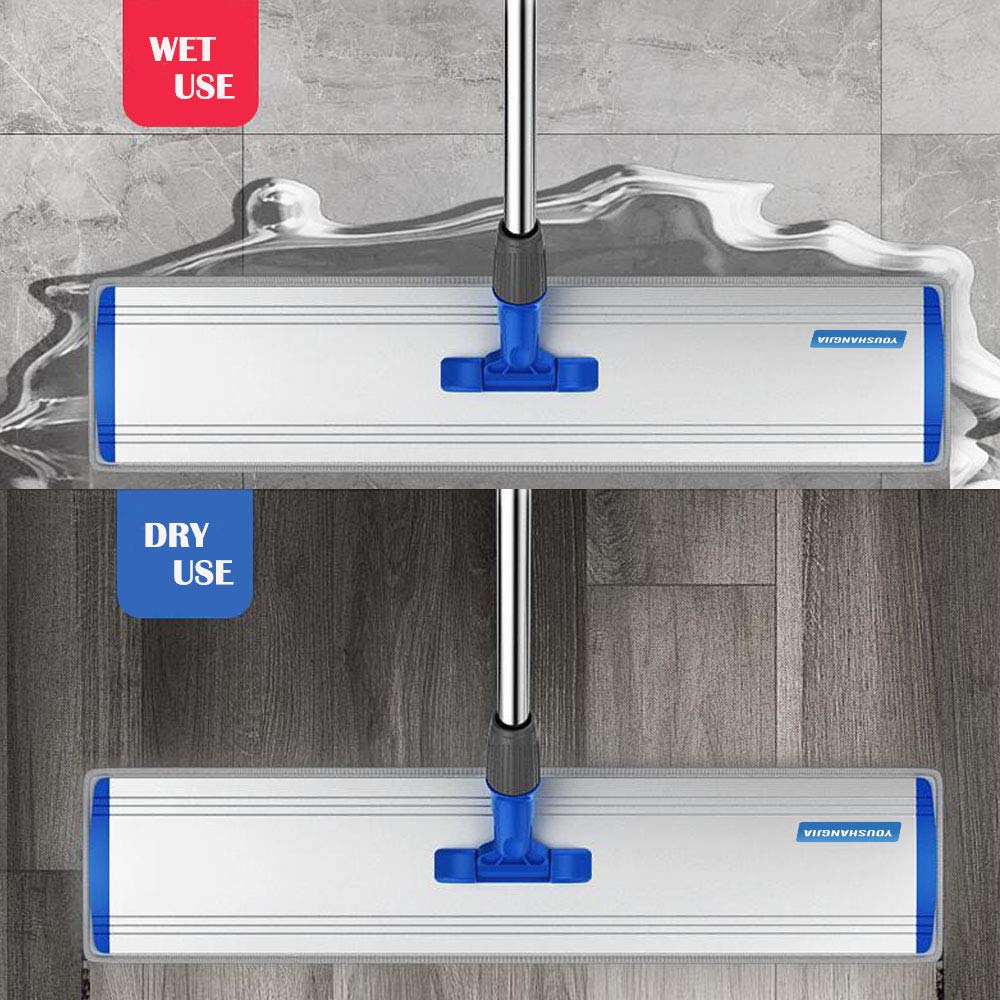 Microfiber Wet Mops 24 in Heavy Duty Flat Floor Aluminum Mop with Adjustable Handle with 4 Mop Clothes