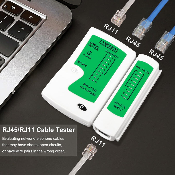 Hiija LAN Network Cable Tester/Continuity Tester for RJ45 RJ11 RJ12 Data Cable Twisted Pair Connections, CAT5/CAT6/CAT7 UTP LAN Wire Test Tool
