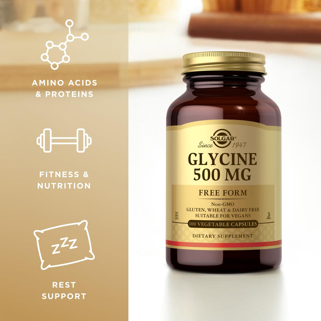 Solgar Glycine 500 mg - 100 Vegetable Capsules - Non-GM