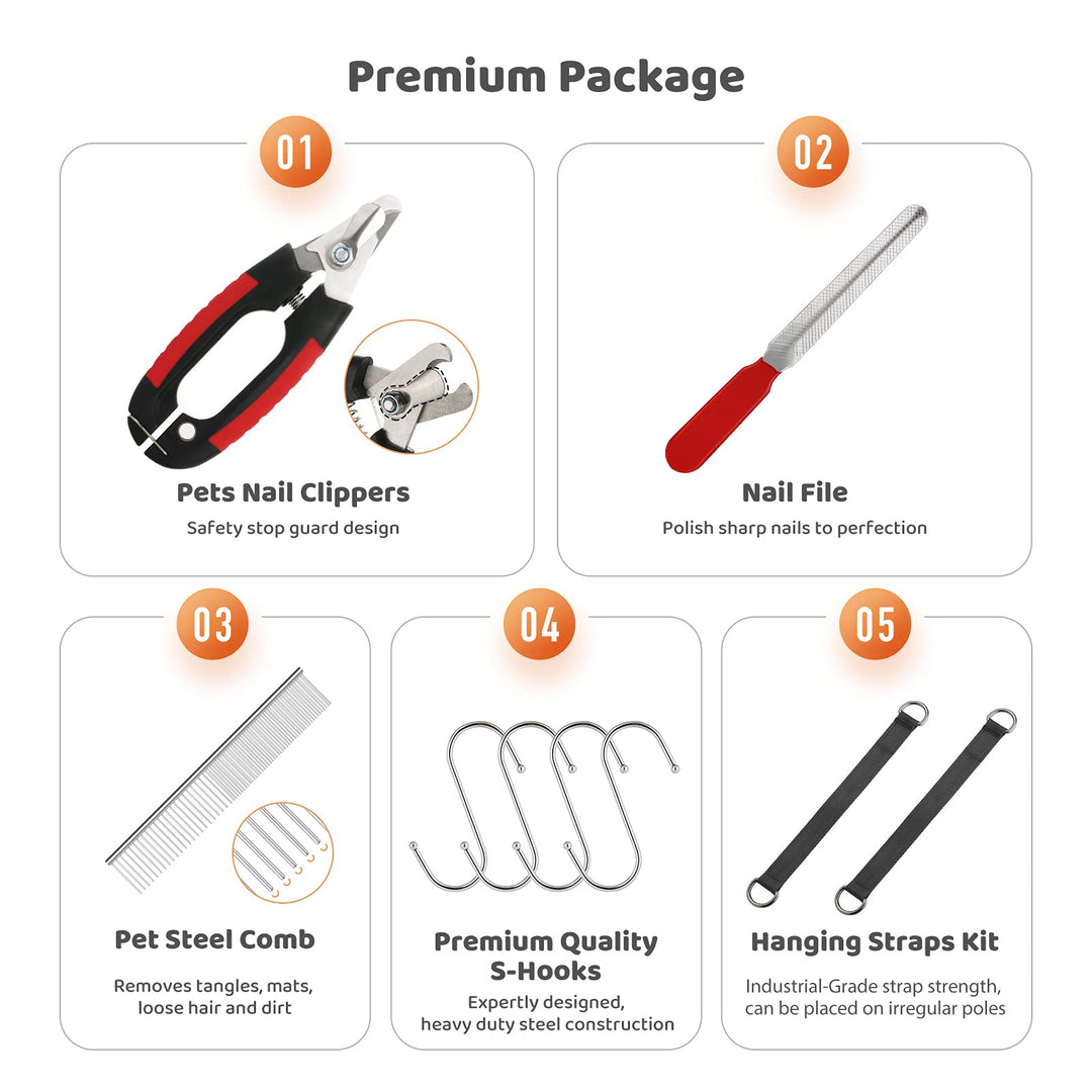 Pet Dog Grooming Hammock Harness for Cats &amp; Dogs, Dog Sling for Grooming, Dog Hammock Restraint Bag with Nail Clippers/Trimmer, Nail File, Pet Comb,Ear/Eye Care