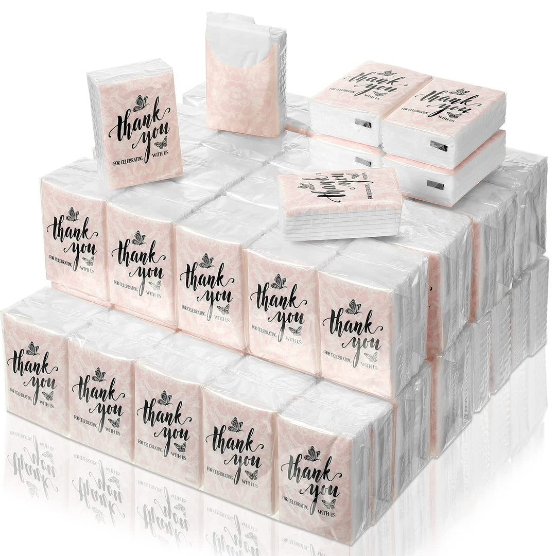 100 Pcs Travel Tissue Packs Small Personal Facial Tissues Eucalyptus Leave Pocket Tissues Cute Individual Facial Tissue Packs for Wedding Party Favors