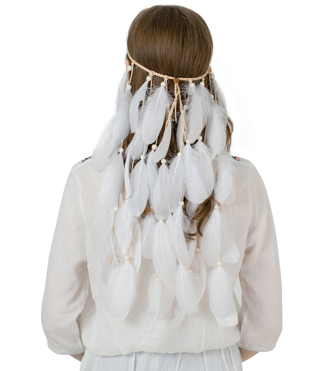 White : AWAYTR New White Feather Headband Women Festiva