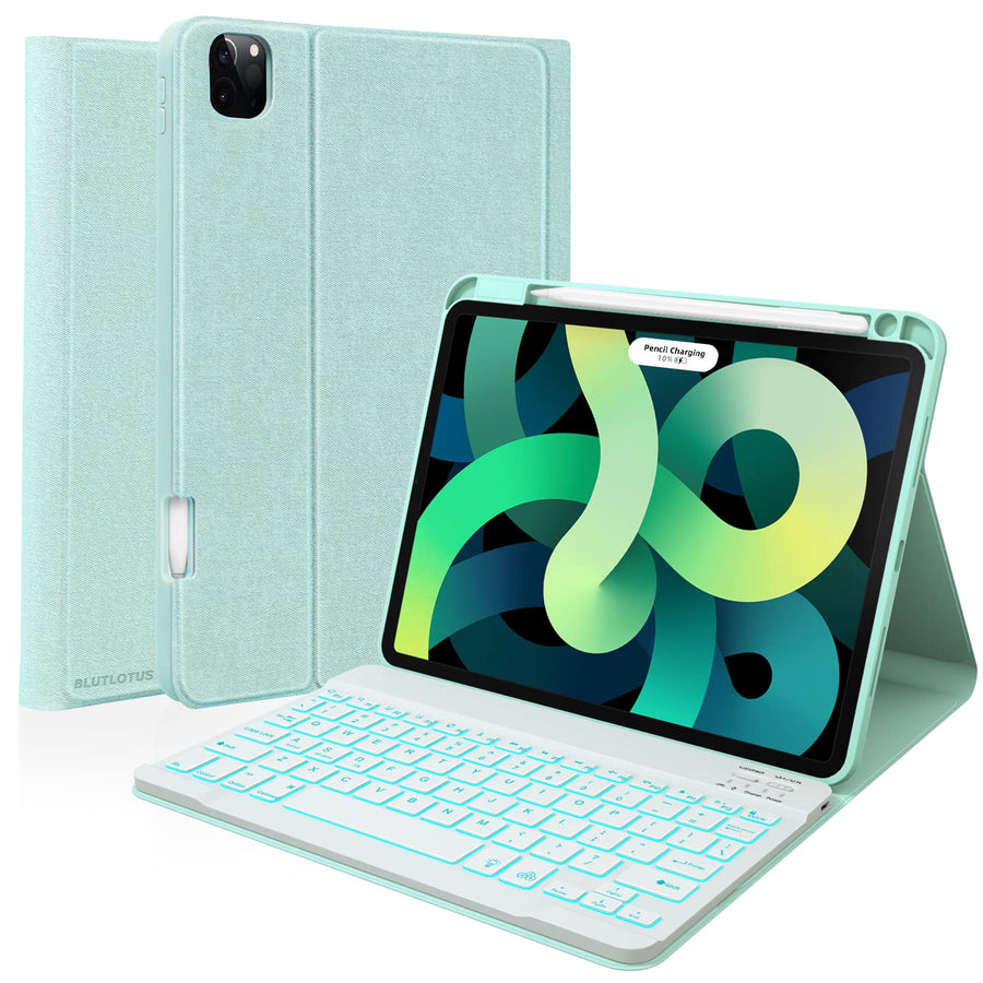 Keyboard case for ipad Air 11 inch(M2 2024)/10.9 Inch Air 5th 4th Generation & iPad Pro 11 inch (1st/2nd/3rd/4th Gen)-Backlit Detachable Keyboard, Folio Cover with Upper Easily Pencil Holder-(Green)