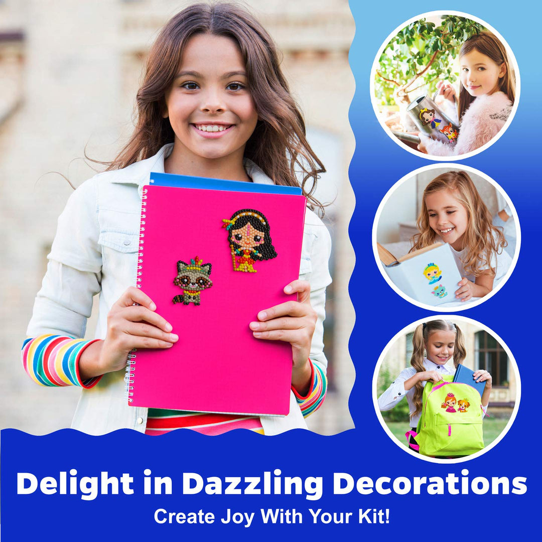 5D Diamond Painting Stickers Kits for Kids and Adult Beginners Gem Paint by Numbers Diamonds Arts for Boys and Girls Ages 6 7 8-12 DIY Princesses kit with Dots Gifts for Kid