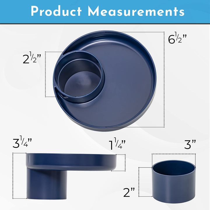 My Travel Tray Round, USA Made. Easily Convert Your existing Cup Holder to a Tray and Cup Holder for use in a Car Seat, Booster, Stroller, Golf Cart and Anywhere You Have a Cup Holder! - Navy