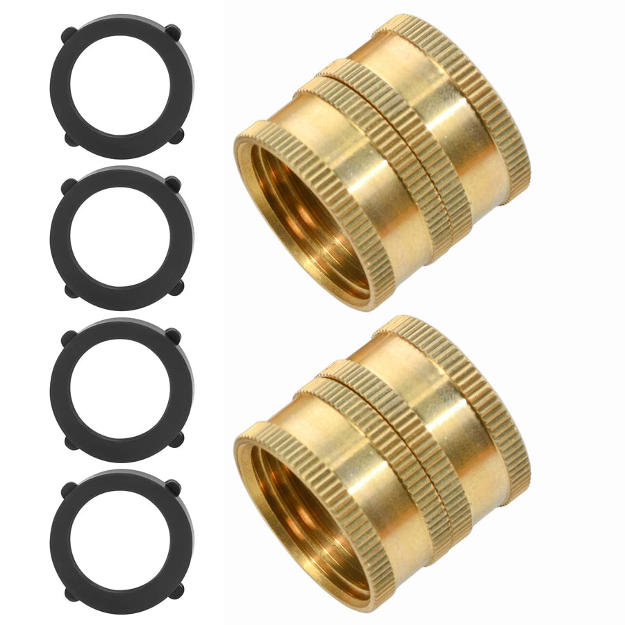 2 Pack 3/4 Garden Hose Connector with Dual Swivel for Male Hose to Male Hose, Double Female