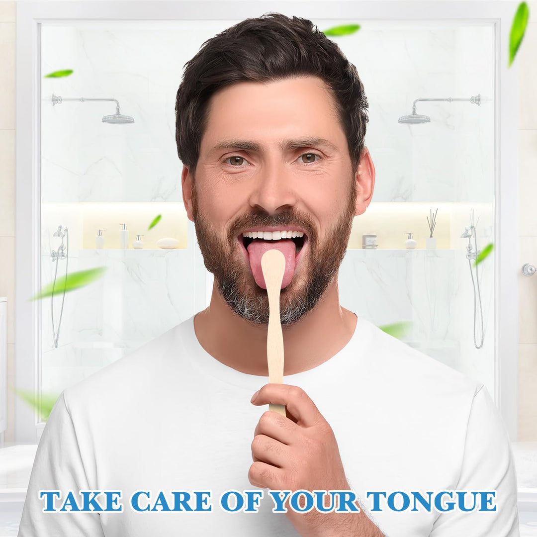HEALLILY Tongue Cleaner Scraper Bamboo Tongue Brush for