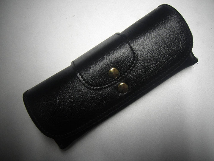Calabria Double Snap Belt Loop Eyeglass Case PU Leather Brown Old School Vintage Eye Glasses Pouch Semi-Hard Sunglass Holder