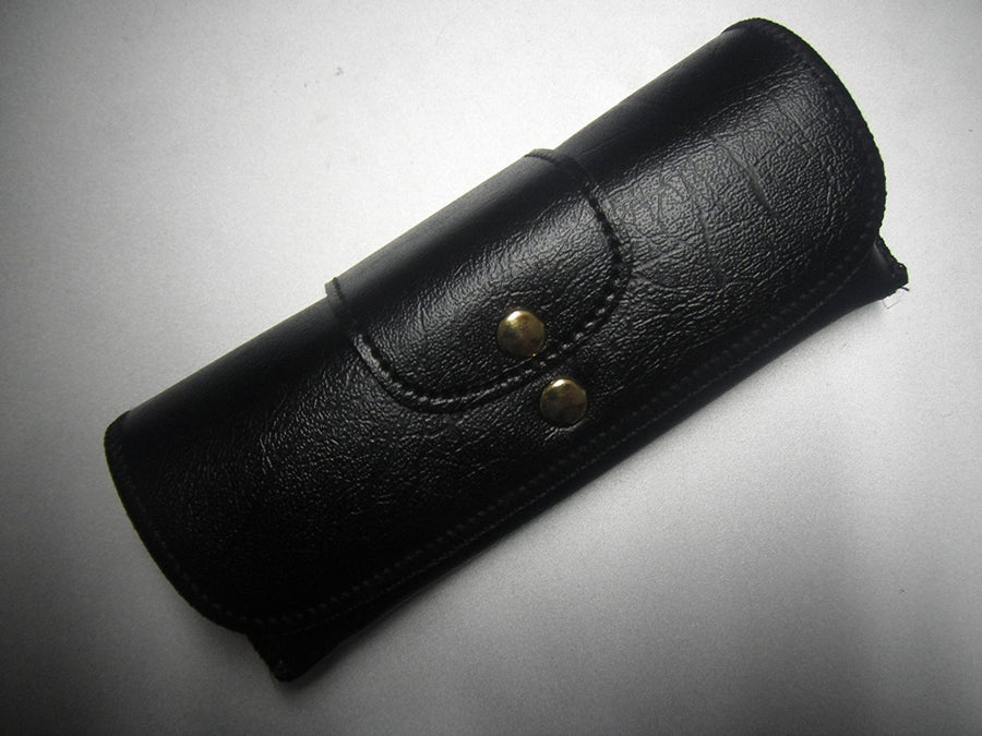 Calabria Double Snap Belt Loop Eyeglass Case PU Leather Brown Old School Vintage Eye Glasses Pouch Semi-Hard Sunglass Holder