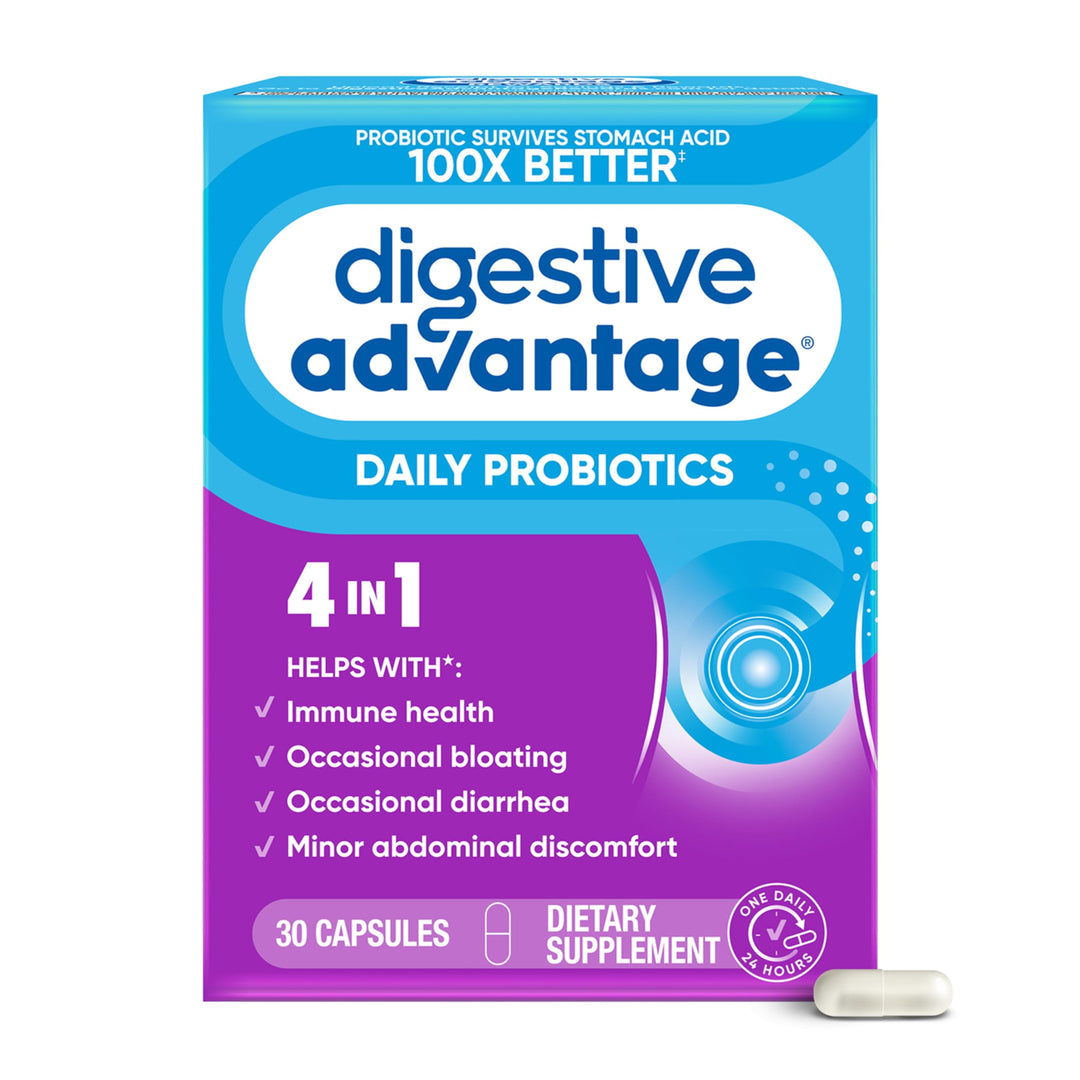 Probiotics For Digestive Health, Daily Probiotics For Women &amp; Men, Supports Gut Health, Occasional Bloating &amp; Diarrhea, Minor Abdominal Discomfort, &amp; Immune Support, 30ct Capsules