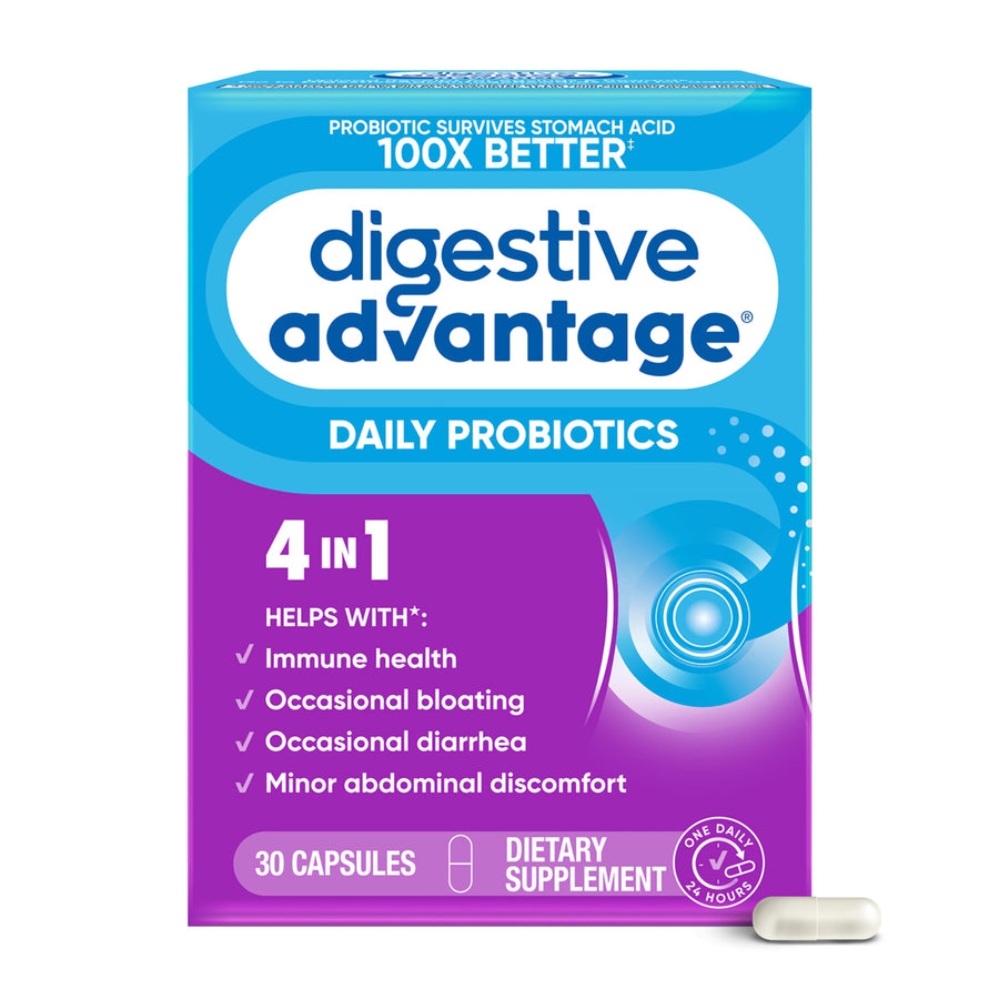 Probiotics For Digestive Health, Daily Probiotics For Women & Men, Supports Gut Health, Occasional Bloating & Diarrhea, Minor Abdominal Discomfort, & Immune Support, 30ct Capsules