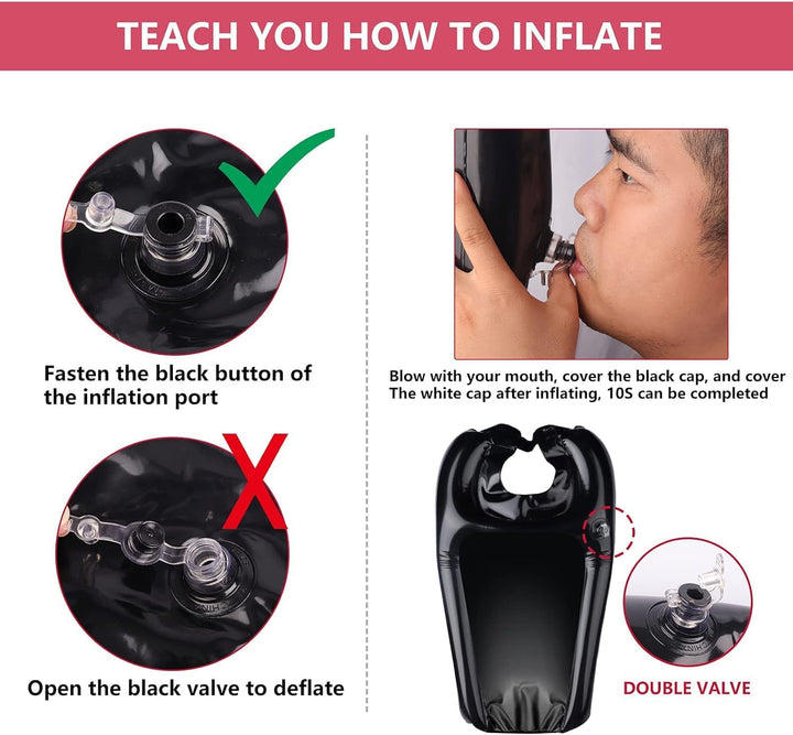 Cehim Inflatable Shampoo Basin - Portable Shampoo Bowl, Hair Washing Basin for Bedridden, Disabled,Injured, Hair Wash Tub for Dreadlocks and at Home Sink Washing (Black, Medium)