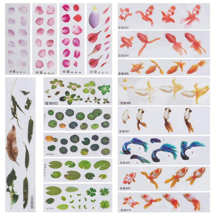 OLYCRAFT 18 Sheets 3D Goldfish Film Stickers Koi Pond P