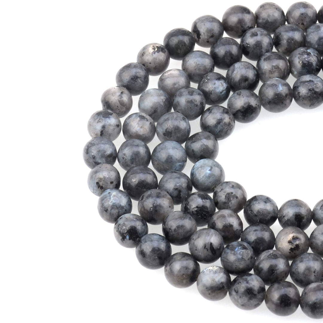 100PCS 8mm Natural Black Larvikite Beads Gemstone Round Loose Beads for Jewelry Making with Crystal Stretch Cord