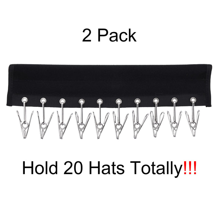 Cap Organizer Rack, 10 Baseball Cap Holder, Hat Organizer Storage for Closet - Change Your Cloth Hanger to Cap Organizer Hanger - Keep Your Hats Cleaner Than a Hat Rack, Pack of 2 Black