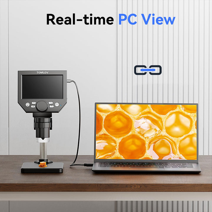 Coin Microscope LCD Digital Microscope 1000X, Coin Magnifier with 8 Adjustable LED Lights, PC View Compatible with Windows/MacBook, Built-in Long Lasting Battery, DM4 Lite, 4.3 Inch