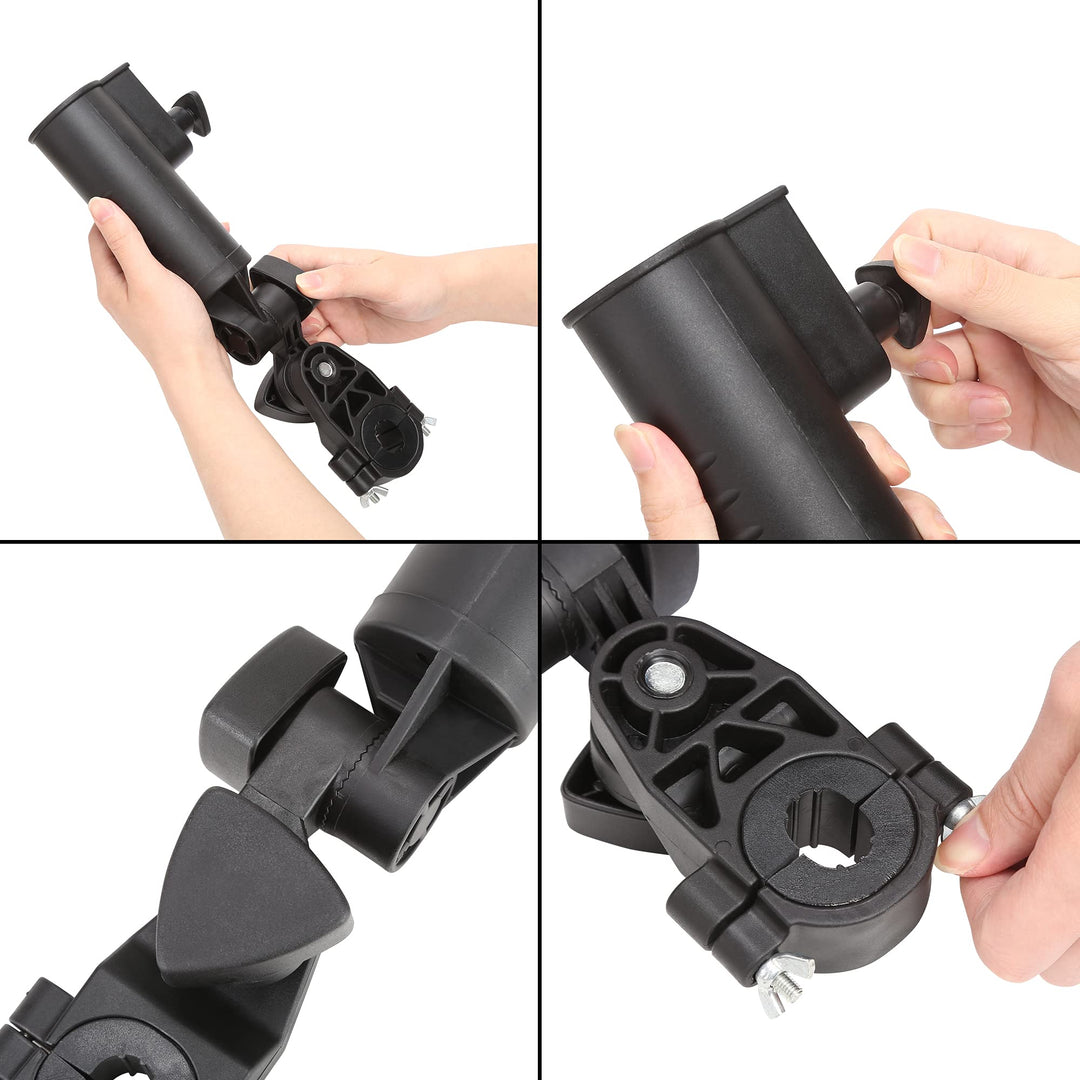 10L0L Universal 3 Wheel Golf Push Cart Umbrella Holder, Adjustable Angle, Umbrella Clip Mounting Attachment for Stroller Wheelchair