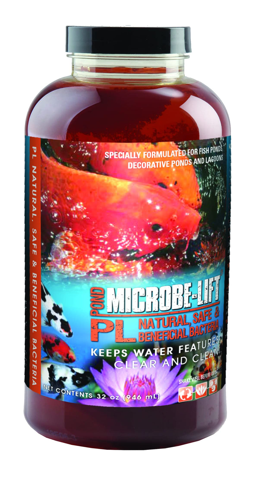 10PLQ PL Pond Bacteria and Outdoor Water Garden Cleaner, Safe for Live Koi Fish, Plant Life, and Decor, 32 Ounces