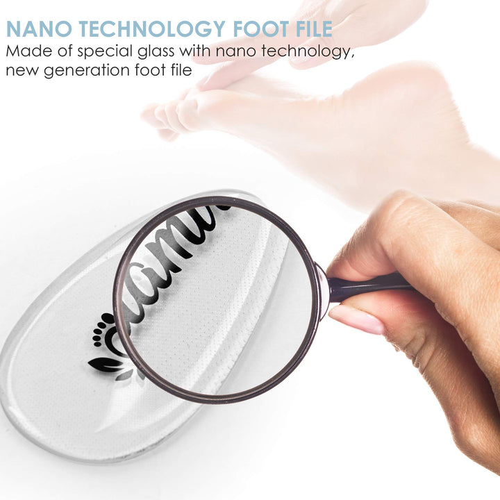 Glass Dry Heel Buffer Foot File - Professional Rasp Corn Callus Remover - Pedicure Feet Diamond Wash Scrubber Surface Tool Treatment For Peels Dead Cracked Rough Skin Heels