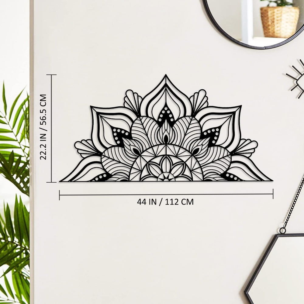 Large Metal Mandala Wall Art, Unique Lotus Flower Wall Decor Artwork, Suitable for Office and Home Indoor and Outdoor Decoration (Black)